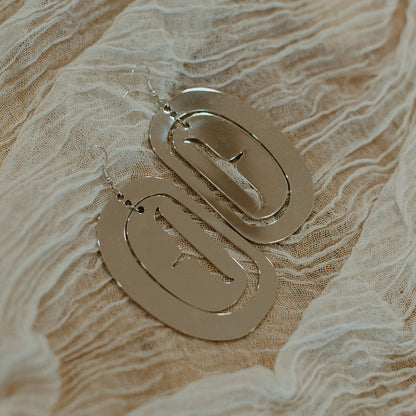 Metal Large Ovoid Earring