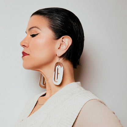 large ovoid earring platinum metal trigon cutout model